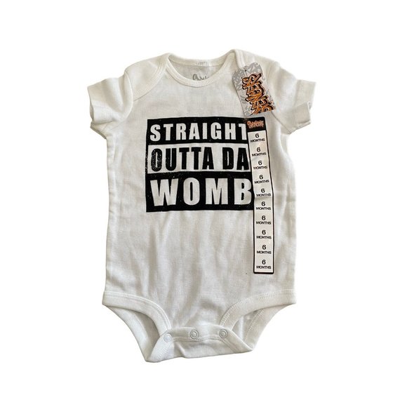 Spencer's Other - SPENCERS ' Straight Outta Da Womb ' One Piece Funny Comical Baby Shower Gift 6mo